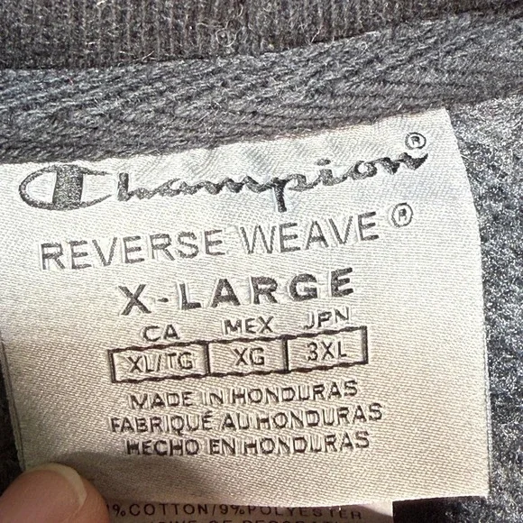 Champion Reverse Weave UW Oshkosh Hoodie Mens XL Black Collegiate Sweatshirt VTG - Picture 4 of 12